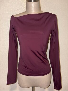 Zara Long Sleeve Boatneck Top - Deep Plum